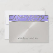 キンセアニェララベンダーパープルシルバーフィリグリー渦巻き 招待状 (正面)