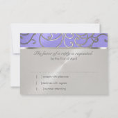 キンセアニェララベンダーパープルシルバーフィリグリー渦巻き 招待状 (裏面)