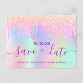 キンセアニェラレインボーグリッターピンク日付を保存 ポストカード (正面)