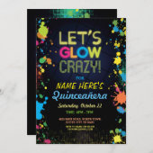 キンセアニェラレッツグロー熱狂する誕生日ネオン招待状 招待状 (正面/裏面)