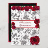 キンセアニェラレッドサテンレッドローゼス白黒トワール 招待状 (正面/裏面)