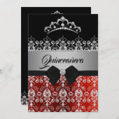 キンセアニェラレッドシルバースパークルダイヤモンドティアラボウ 招待状 (正面/裏面)