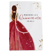 キンセアニェラレッドドレス金ゴールドグリッター ミディアムペーパーバッグ (正面)