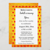 キンセアニェラレッドフローラ金ゴールドグリッターブラック文字 招待状 (正面/裏面)