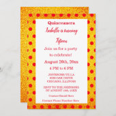 キンセアニェラレッドフローラ金ゴールドグリッター15誕生日 招待状 (正面/裏面)