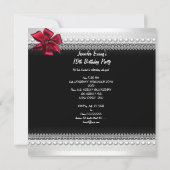 キンセアニェラレッドボウブラックパールレースダイヤモンド 招待状 (裏面)