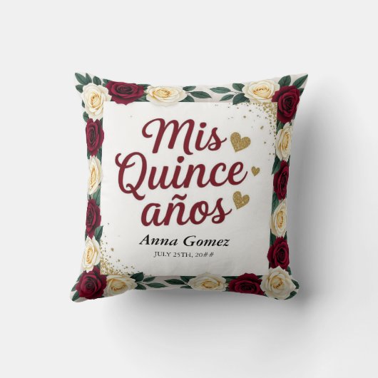 キンセアニェラレッドローズミパーソナライズされたクリンスアノス クッション (裏面)