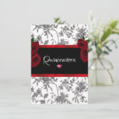 キンセアニェラレッドローズレッドサテン白黒トワール 招待状 (スタンド正面)