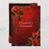 キンセアニェラレッドローゼス金ゴールドフィリグリー 招待状 (正面/裏面)