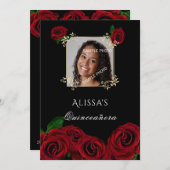 キンセアニェラレッドローゼス金ゴールドフレームキンセアニェラ 招待状 (正面/裏面)