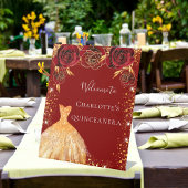 キンセアニェラレッド金ゴールドグリッタードレスフローラ歓迎 台座サイン