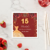 キンセアニェラレッド金ゴールドグリッタードレスフローラ スタンダードカクテルナプキン (インサイチュ)