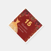 キンセアニェラレッド金ゴールドグリッタードレスフローラ スタンダードカクテルナプキン (角)