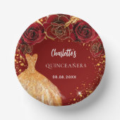 キンセアニェラレッド金ゴールドグリッタードレスフローラ ペーパーボウル (正面)