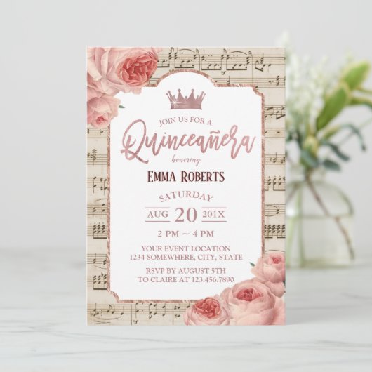 キンセアニェラヴィンテージバラフローラ誕生日 招待状 (スタンド正面)