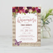 キンセアニェラヴィンテージブルゴーニュフローラ音楽誕生日 招待状 (スタンド正面)