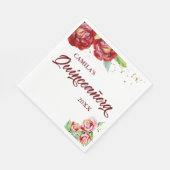 キンセアニェラヴィンテージレッドピンク金ゴールドカスタムフローラ スタンダードランチョンナプキン (角)