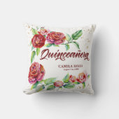 キンセアニェラヴィンテージレッドローズパーソナライズされた クッション (正面)