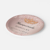 キンセアニェラ仮装バラ金ゴールドグリッターパーティー ペーパープレート (アングル)