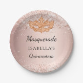 キンセアニェラ仮装バラ金ゴールドグリッターパーティー ペーパープレート (正面)