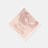 キンセアニェラ仮装パーティーバラ金ゴールドピンク スタンダードカクテルナプキン (角)