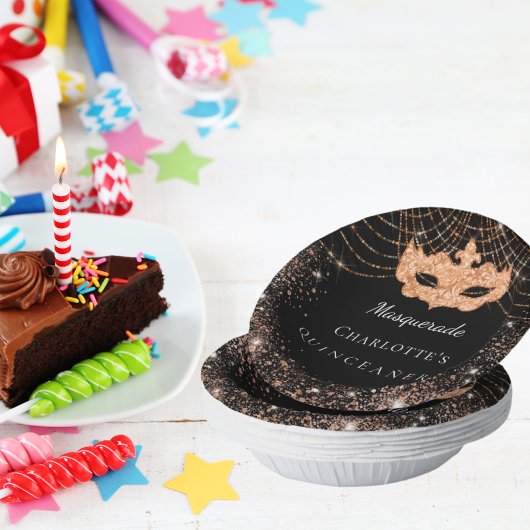 キンセアニェラ仮装ブラック金ゴールドグリッター ペーパーボウル