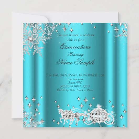 キンセアニェラ仮装マジカルプリンセスティール（緑がかった色） 招待状 (裏面)