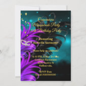 キンセアニェラ仮装マスクティール（緑がかった色）パープルブラック 招待状 (裏面)