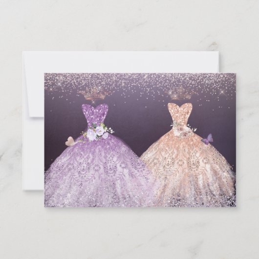 キンセアニェラ保存ザ日付バラ金ゴールドダスティパープル 招待状 (裏面)