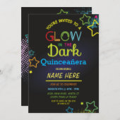 キンセアニェラ光る暗い誕生日ネオンパーティー 招待状 (正面/裏面)