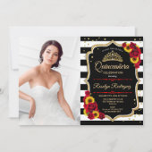 キンセアニェラ写真付き – Red Roses Sunflowers 招待状 (正面)