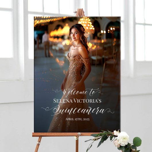 キンセアニェラ写真歓迎サインエレガント書 ポスター