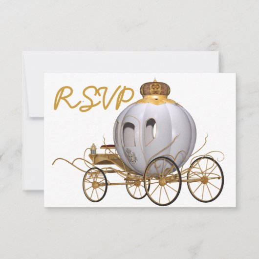 キンセアニェラ妖精のプリンセス金ゴールドと白 招待状 (正面)