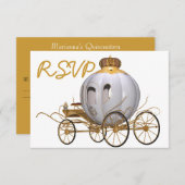 キンセアニェラ妖精のプリンセス金ゴールドと白 招待状 (正面/裏面)