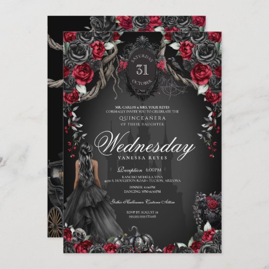 キンセアニェラ幽霊のよく出るハロウィーンゴシックプリンセス 招待状 (正面/裏面)