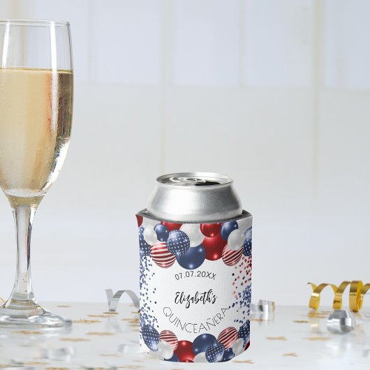 キンセアニェラ愛国米国赤白青国旗 缶クーラー