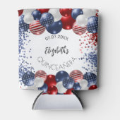 キンセアニェラ愛国米国赤白青国旗 缶クーラー (正面)