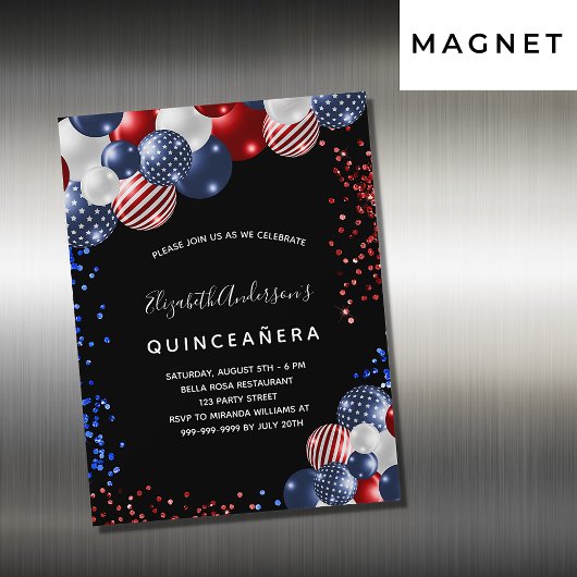 キンセアニェラ愛国黒青白バルーン マグネット招待状