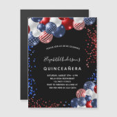 キンセアニェラ愛国黒青白バルーン マグネット招待状 (正面/裏面)