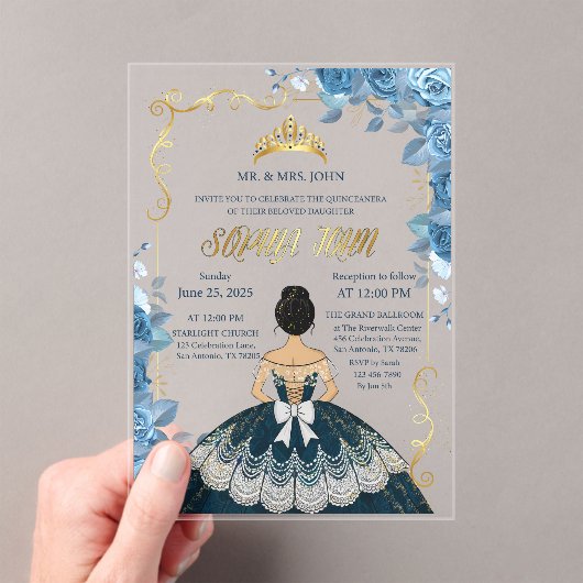 キンセアニェラ招待状エメラルドブルードレスアクリル アクリル招待状 (インサイチュ (ポータブル))