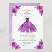 キンセアニェラ招待状シルバーパープルフローラガウン 招待状 (正面/裏面)