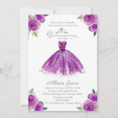 キンセアニェラ招待状スペインのパープルガウンフローラ 招待状 (正面)