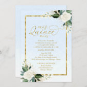 キンセアニェラ招待状スペインのブルーゴールドフォイル 招待状 (正面/裏面)