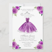 キンセアニェラ招待状バイリンガルパープル赤面ガウン 招待状 (正面)
