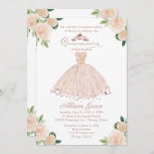 キンセアニェラ招待状バイリンガルピンク赤面ガウン 招待状 (正面/裏面)