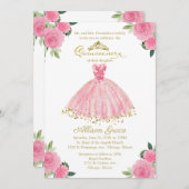 キンセアニェラ招待状バイリンガルホットピンクガウン 招待状 (正面/裏面)