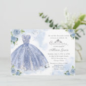 キンセアニェラ招待状バイリンガルライトブルーガウン 招待状 (スタンド正面)