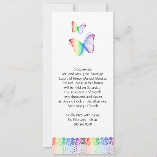 キンセアニェラ招待状バタフライレースレインボー 招待状 (裏面)