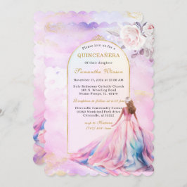 キンセアニェラ招待状ピンクと金ゴールド 招待状