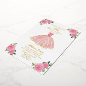 キンセアニェラ招待状フローラホットピンクガウン 箔招待状 (回転した状態)